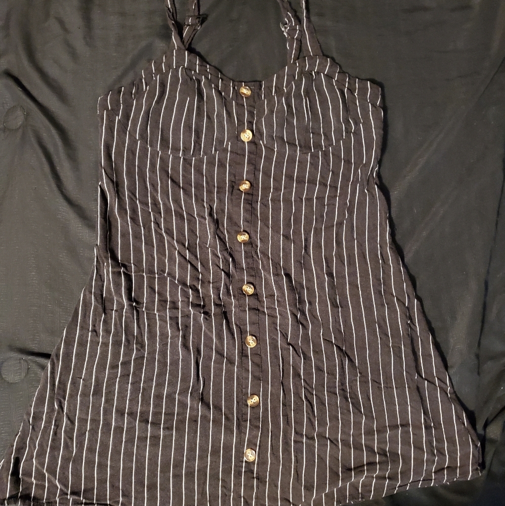 Black and white striped dress